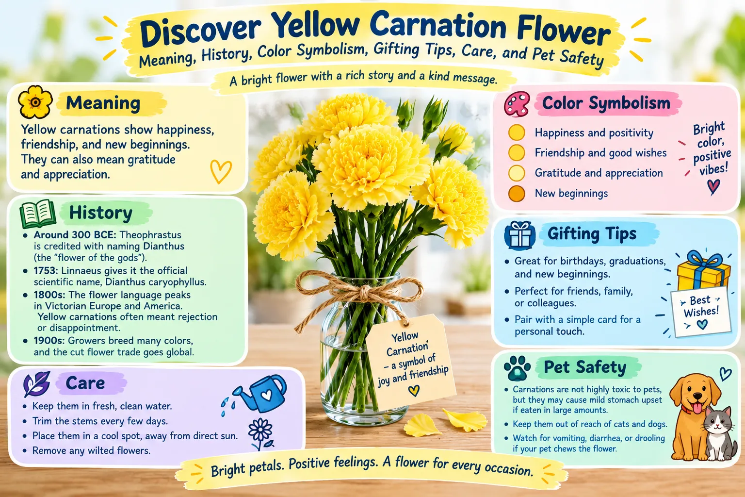 yellow carnation flower meaning